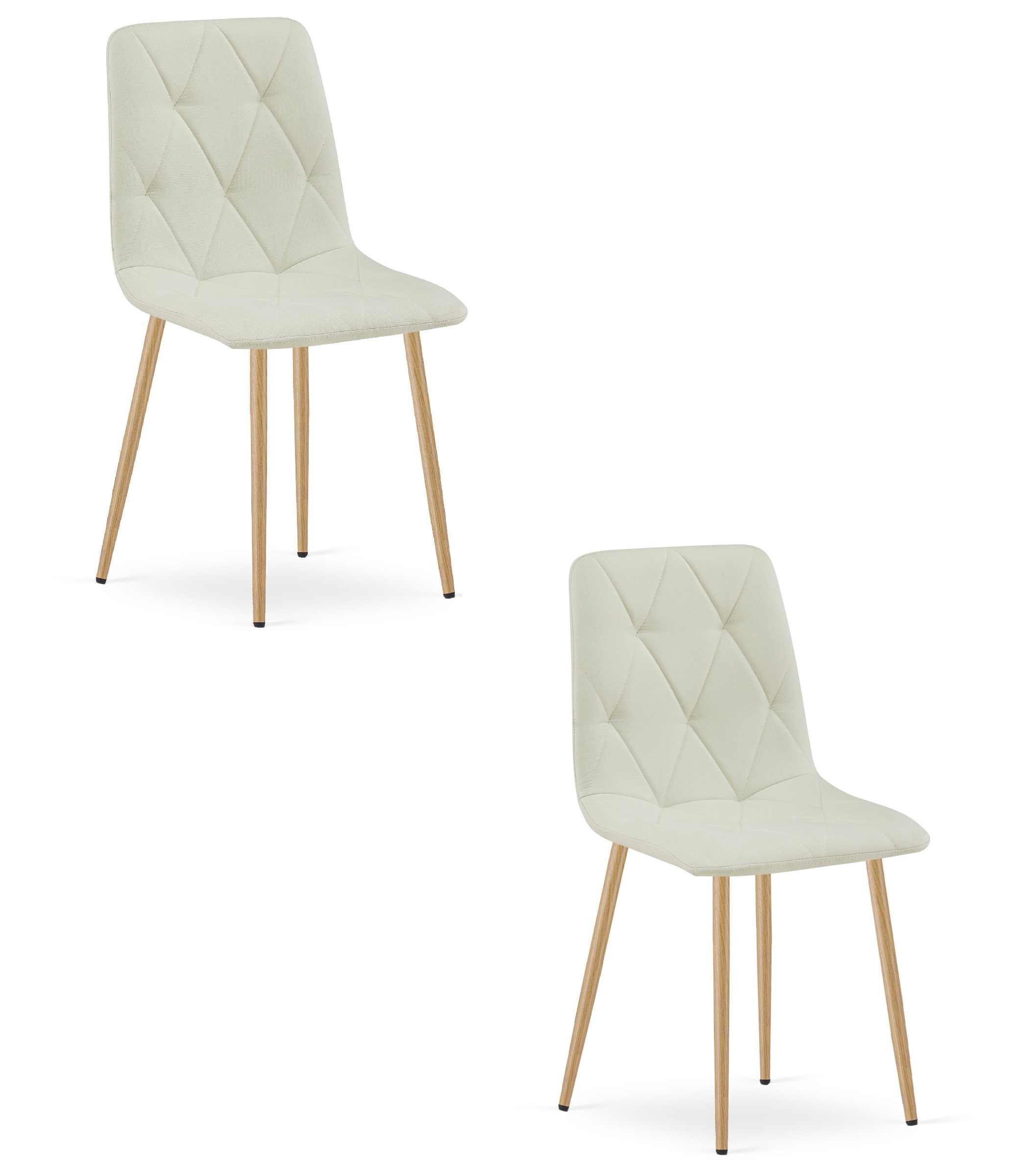 2er-Set Stuhl LIBRA in Beige mit Beinen in Holzoptik