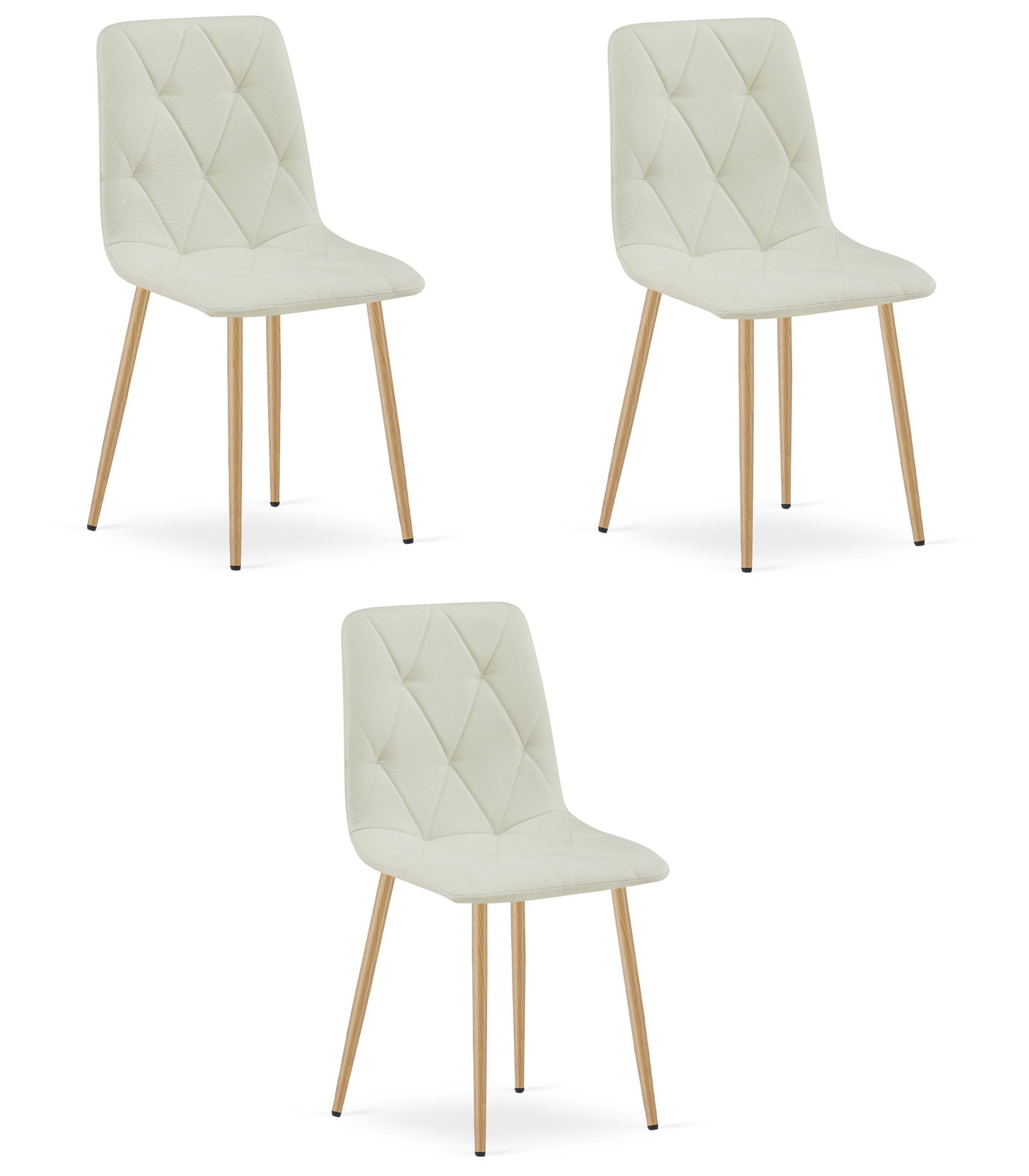 3er-Set Stuhl LIBRA in Beige mit Beinen in Holzoptik