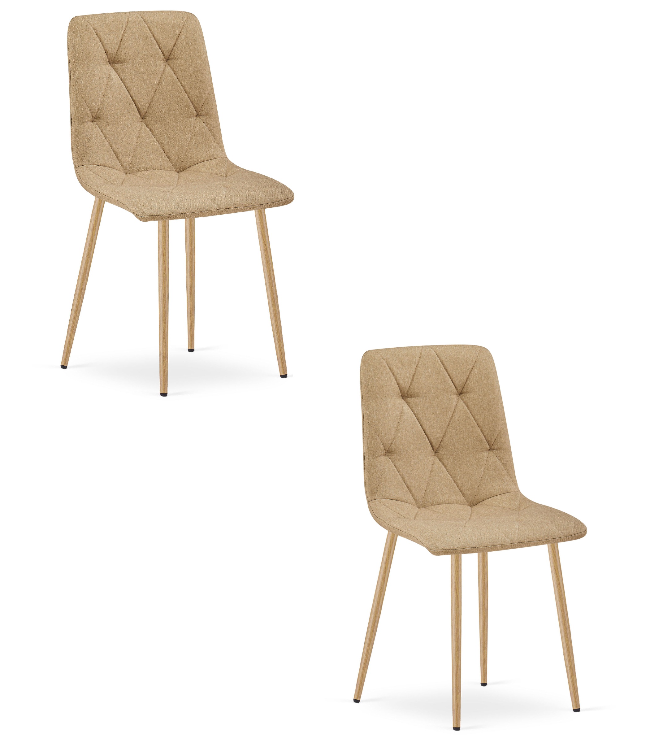 2er-Set Stuhl LIBRA in Braun mit Beinen in Holzoptik