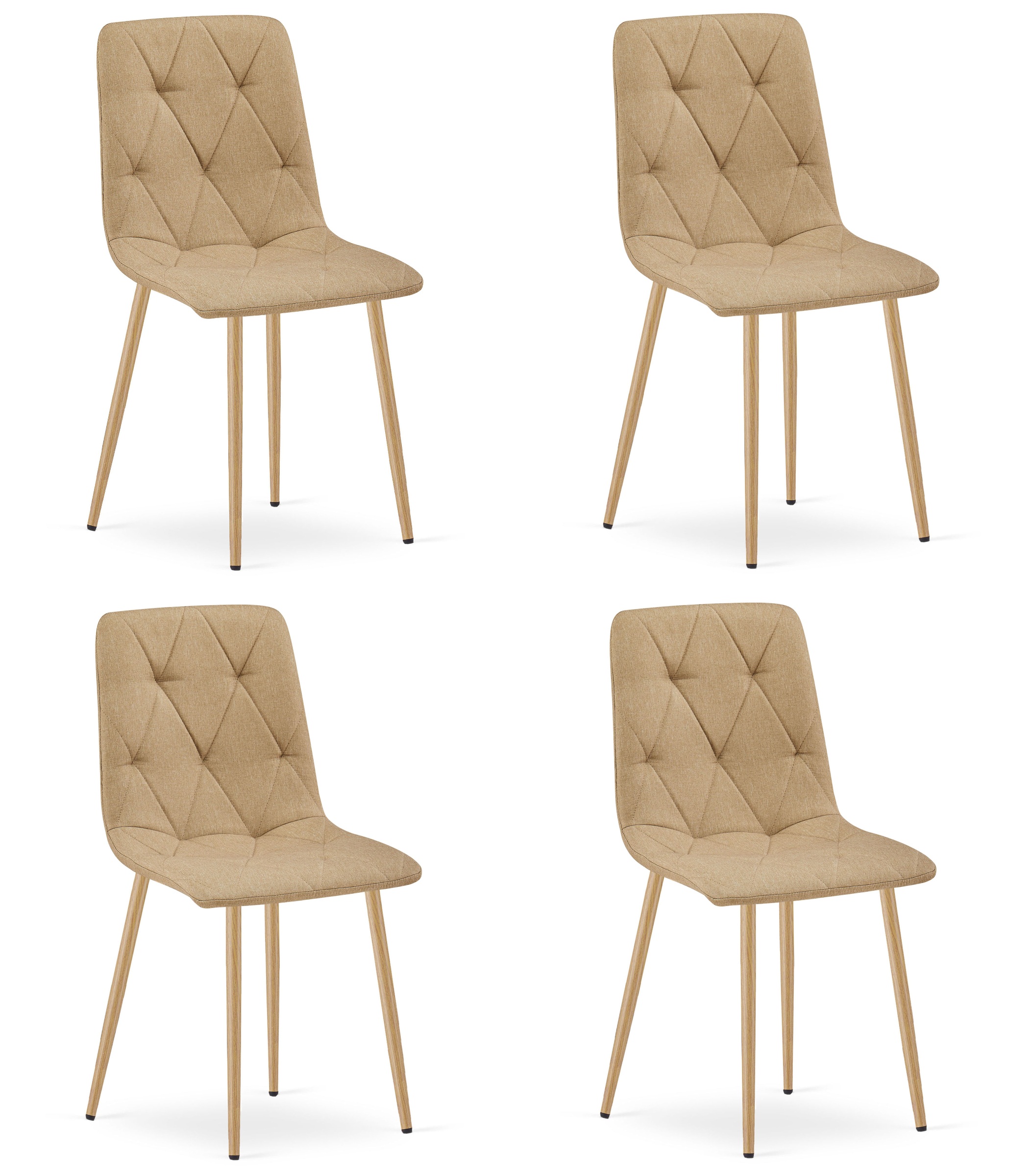 4er-Set Stuhl LIBRA in Braun, Stoff, Beine holzfarben