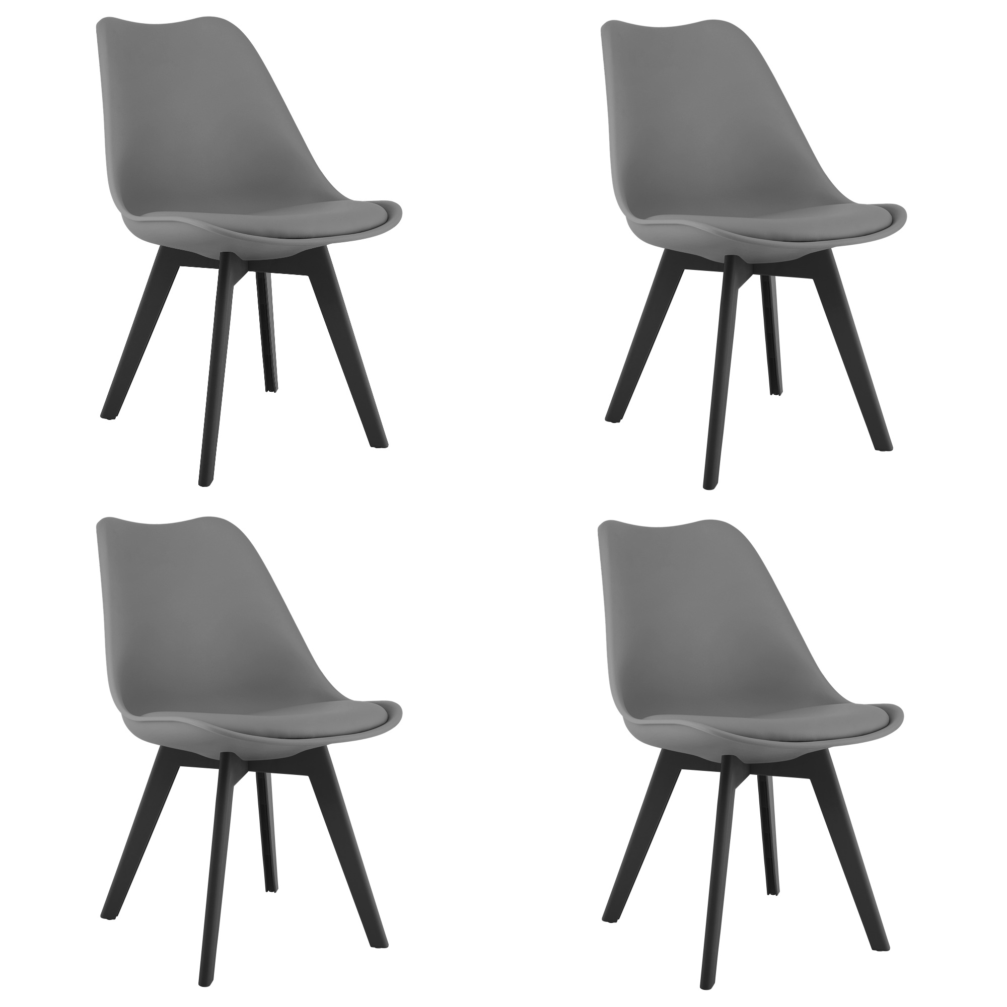 4er-Set Stuhl MARK in Graphit mit schwarzen Beinen