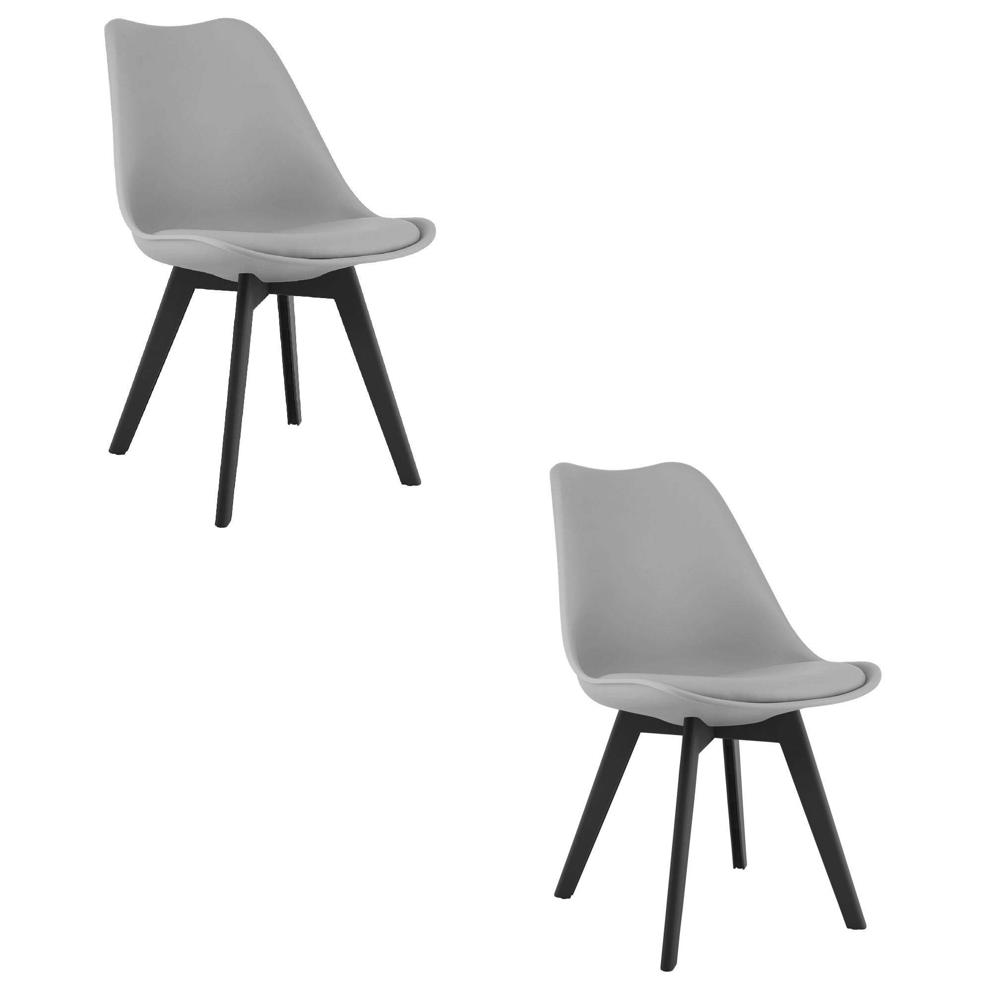 2x Stuhl MARK in Grau mit schwarzen Beinen