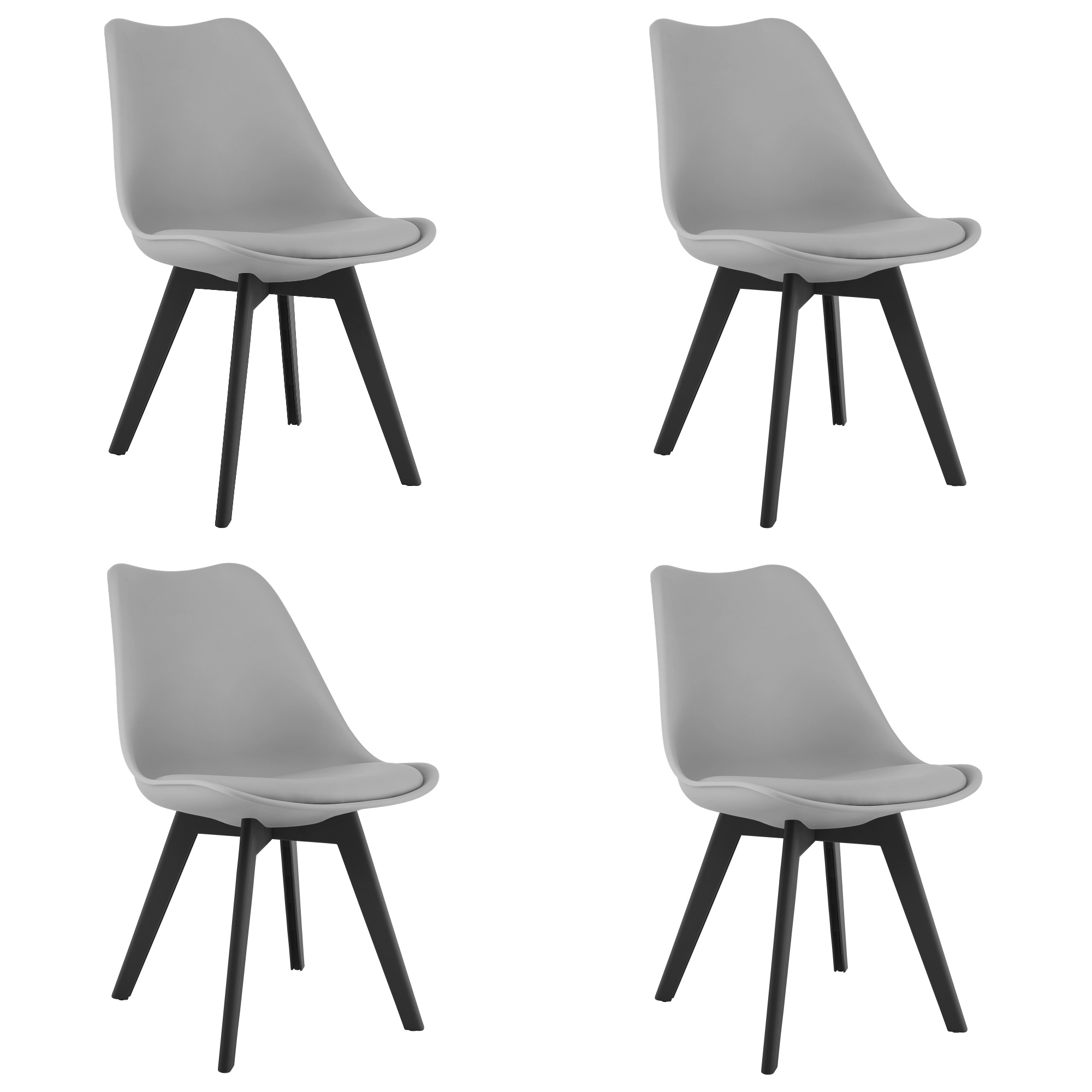 4er-Set Stuhl MARK in Grau mit schwarzen Beinen