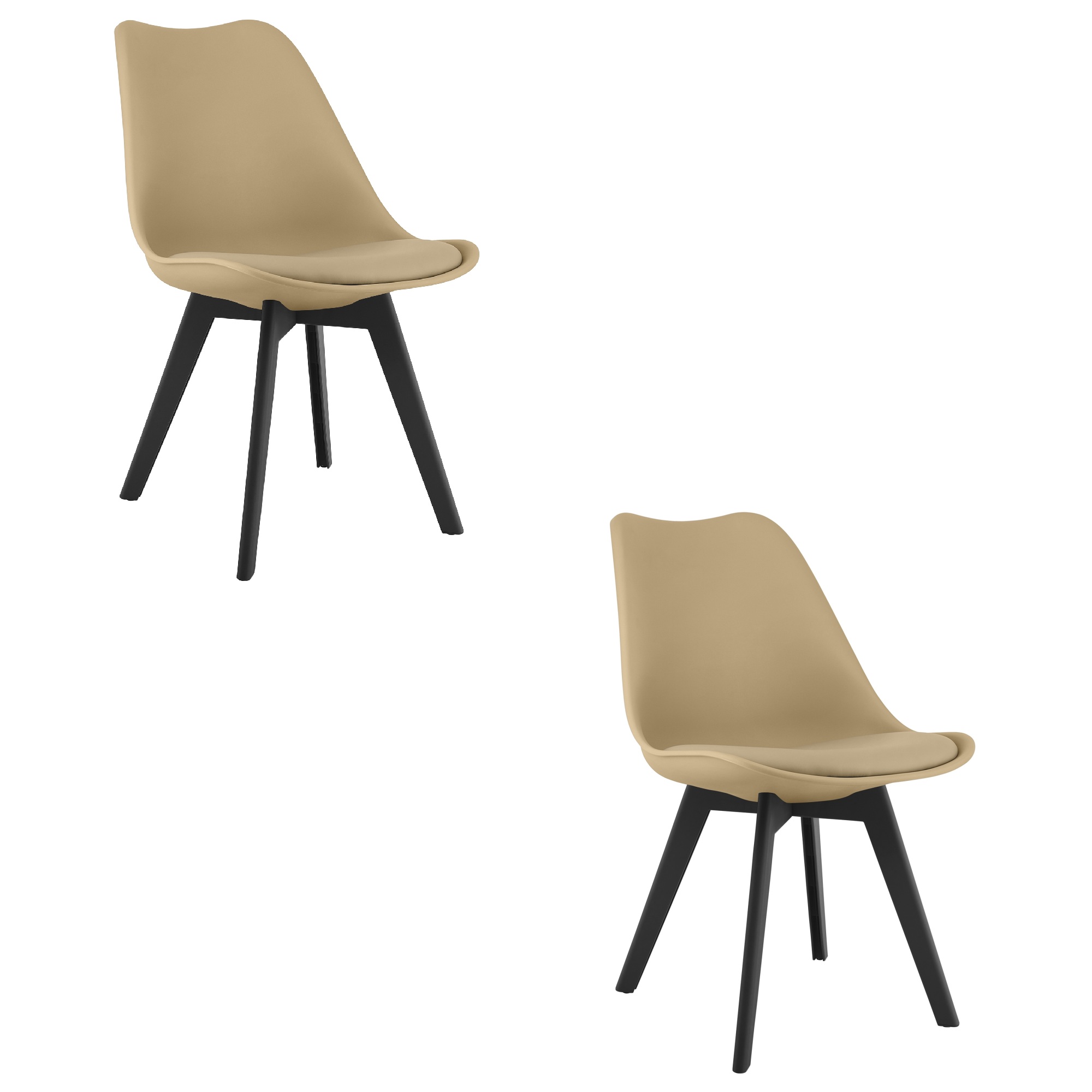 2er-Set Stuhl MARK in dunklem Beige, Beine schwarz