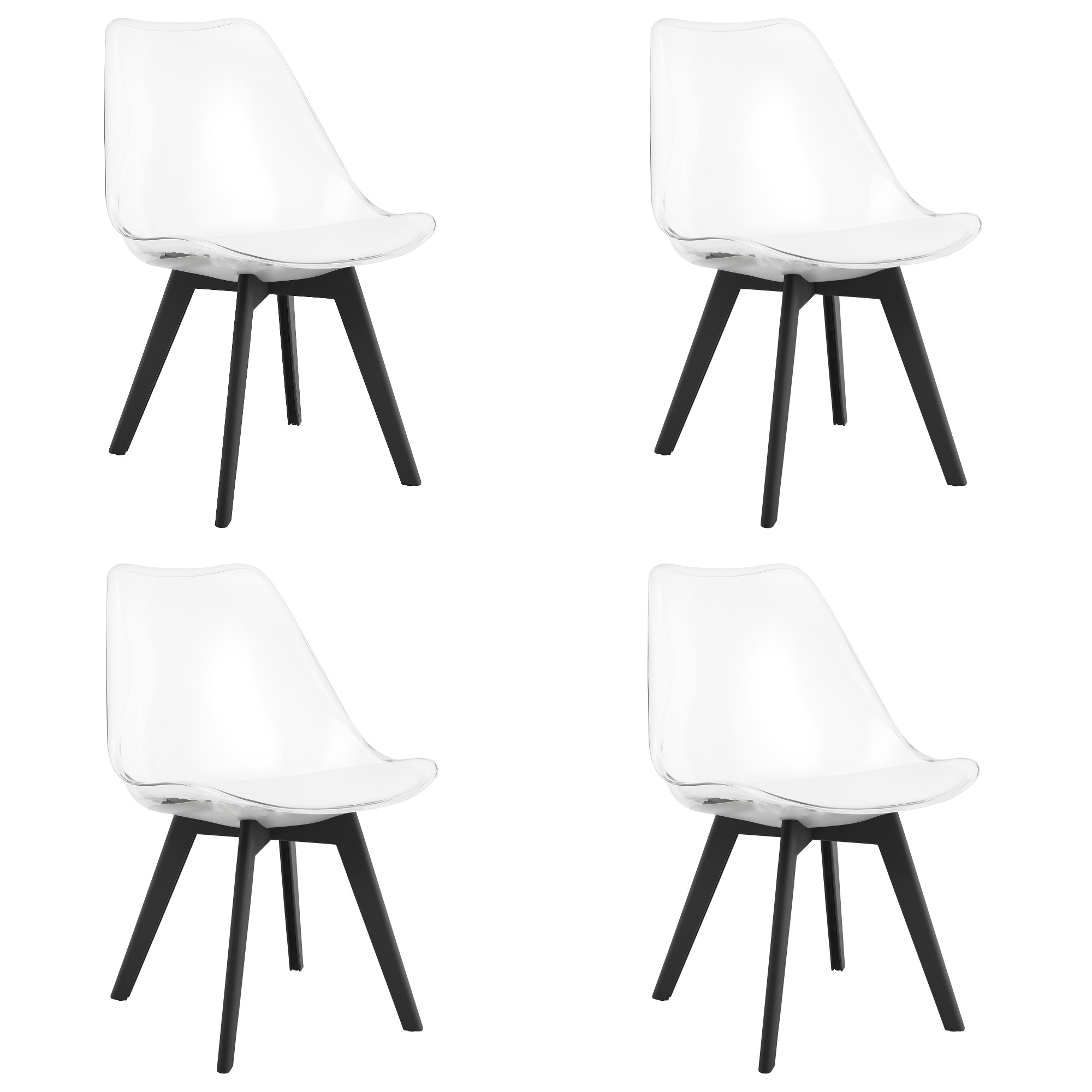 4x Stuhl MARK transparent mit schwarzen Beinen