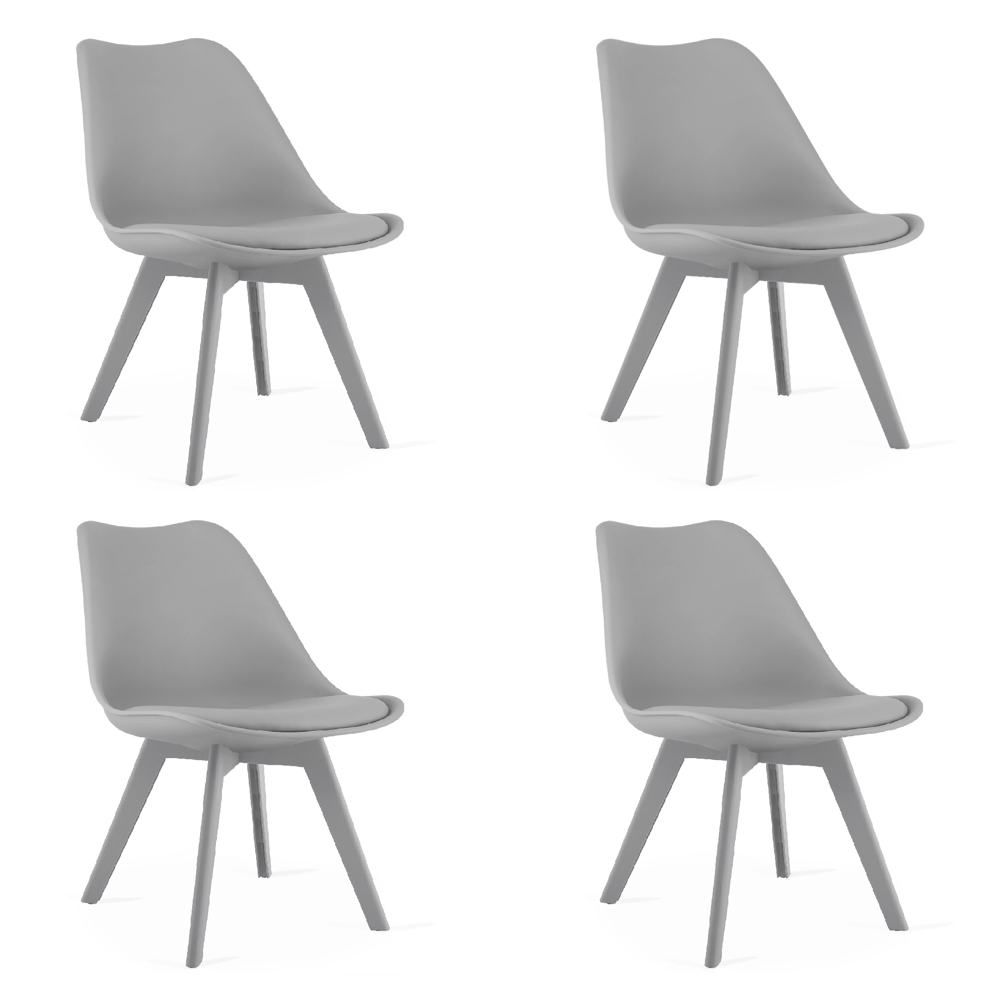 4x Stuhl MARK in Grau mit grauen Kunststoffbeinen