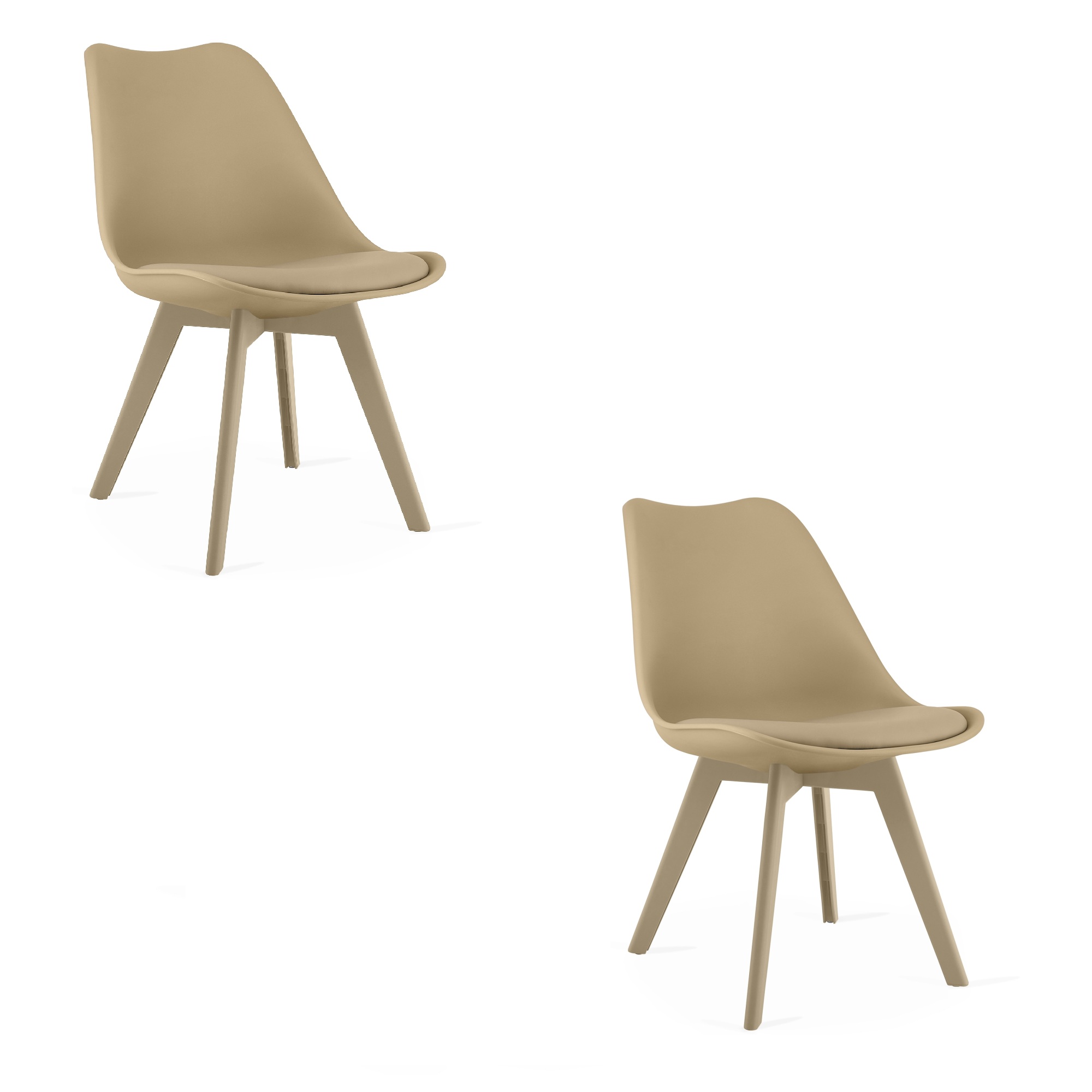 2er-Set Stuhl MARK in dunklem Beige mit beigen Beinen