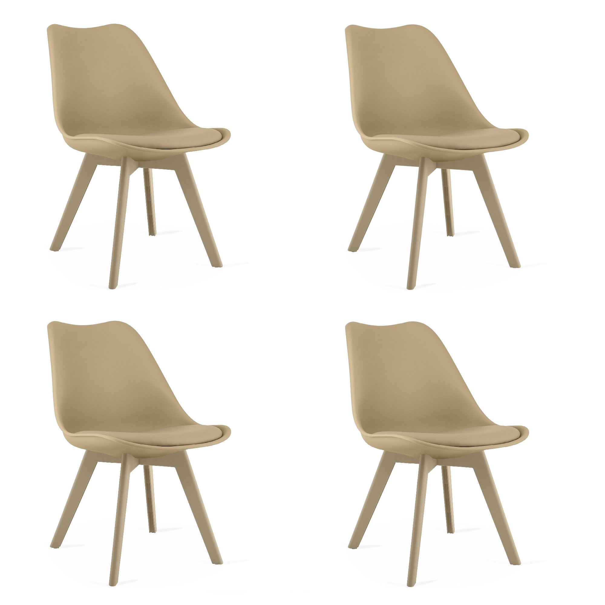 4er-Set Stuhl MARK in dunklem Beige mit beigen Beinen