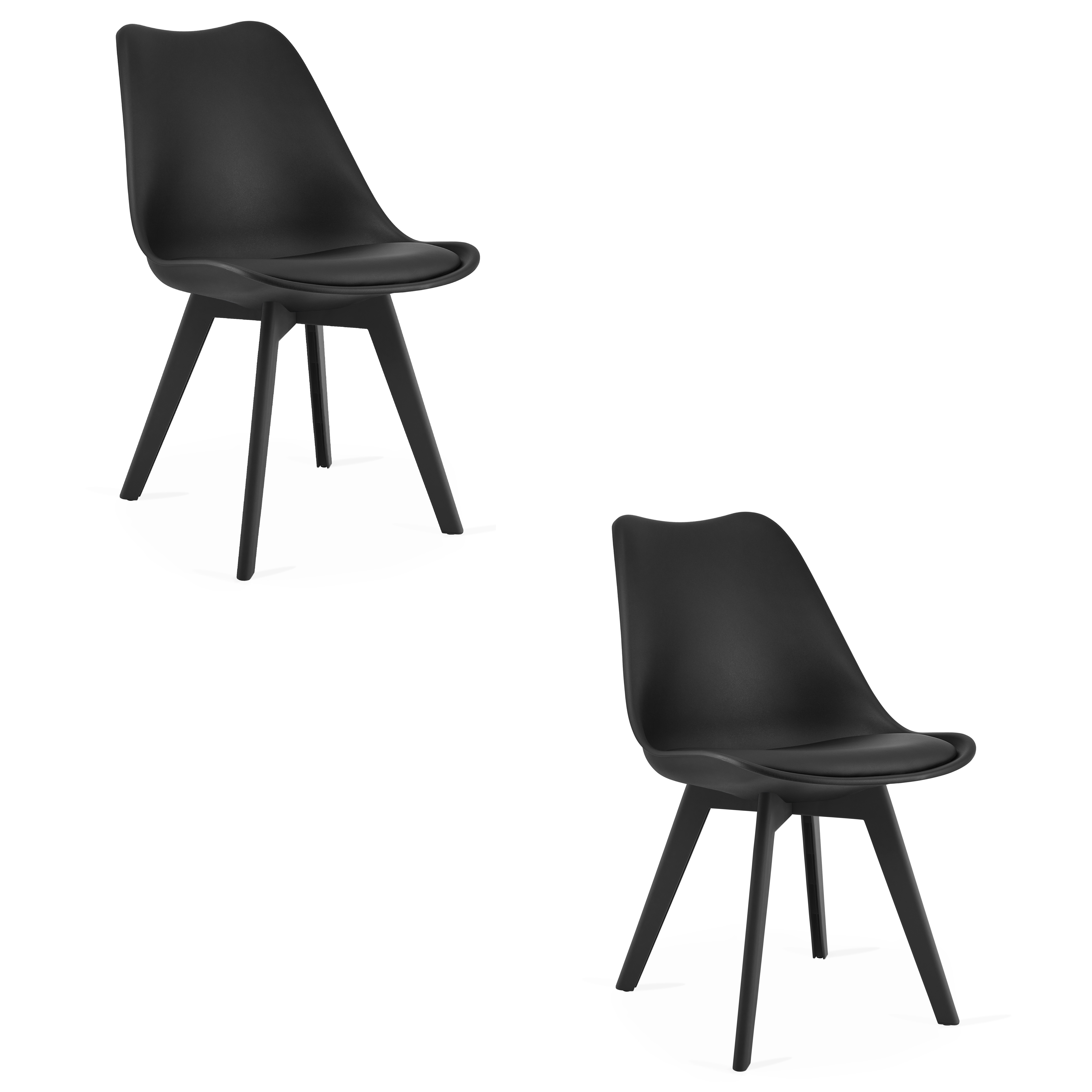 2er-Set Stuhl MARK in Schwarz mit schwarzen Beinen