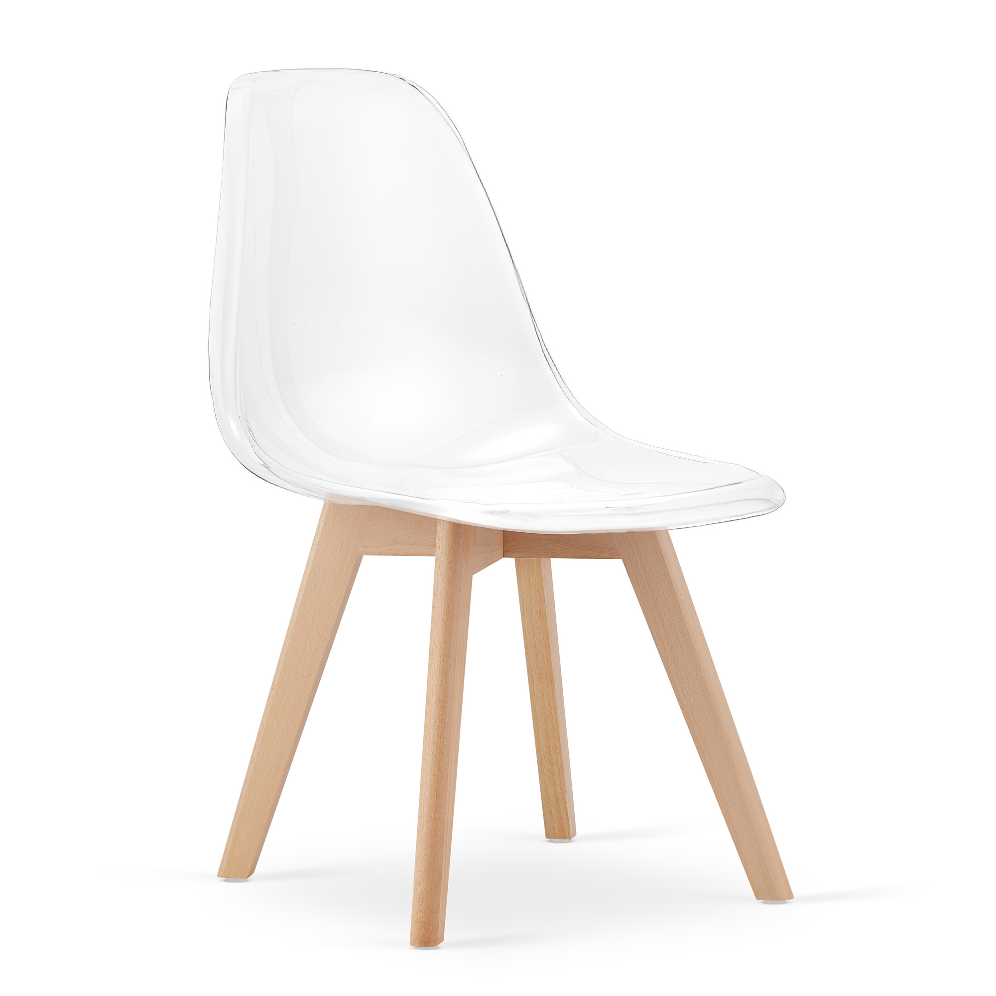 Stuhl KITO transparent mit Buchenbeinen
