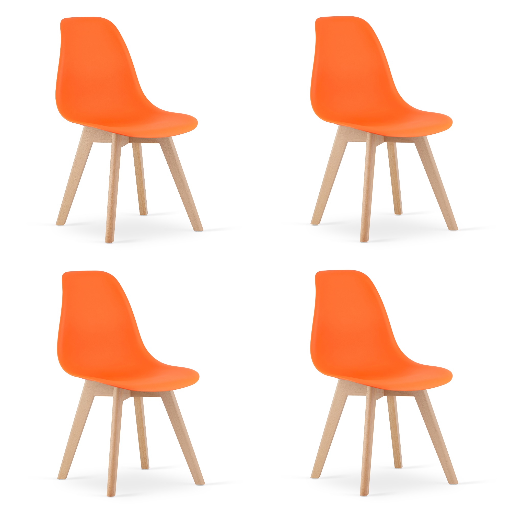 4er-Set Stuhl KITO in Orange mit Buchenbeinen
