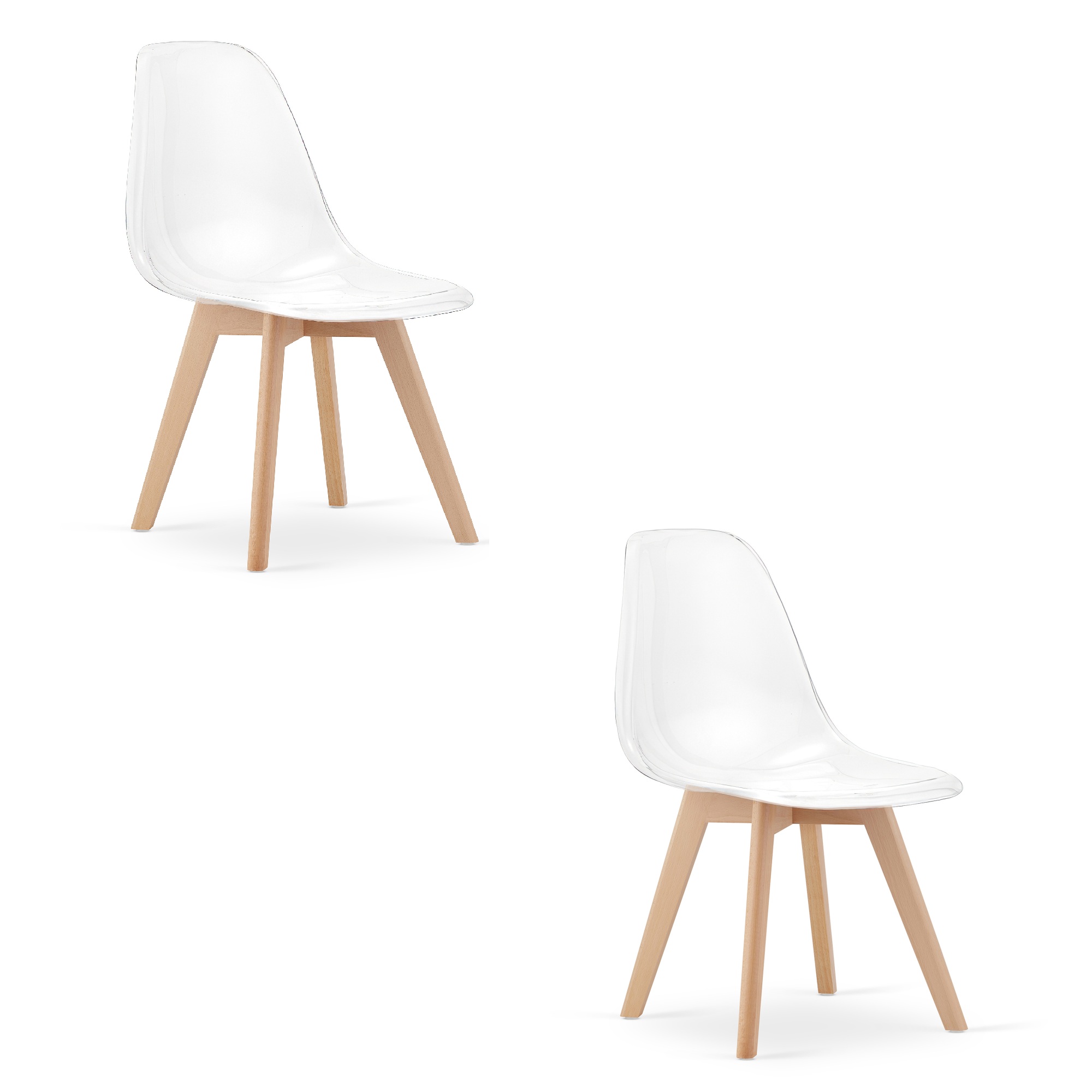 2x Stuhl KITO durchsichtig mit Buchenbeinen