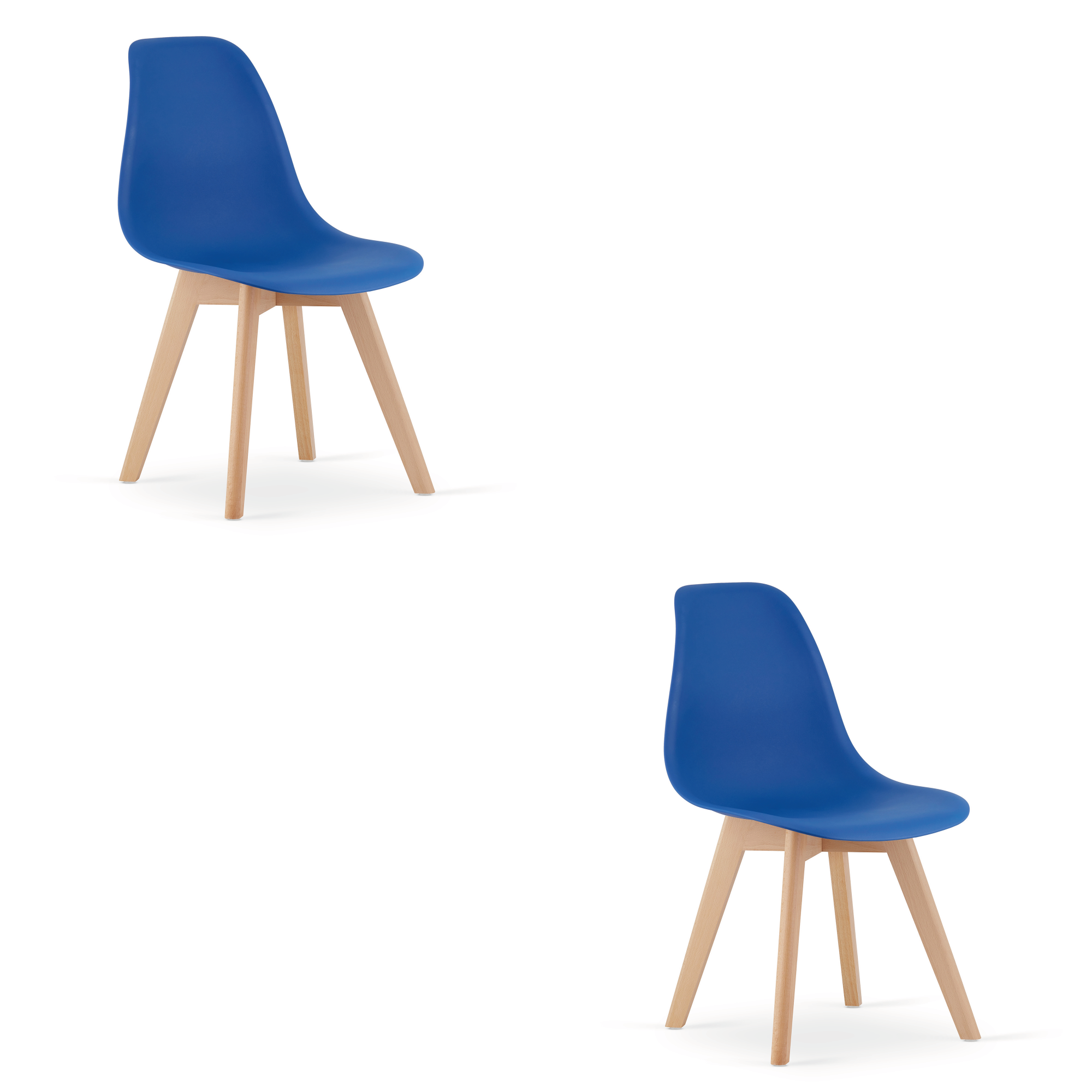 2er-Set Stuhl KITO in Blau mit Buchenbeinen