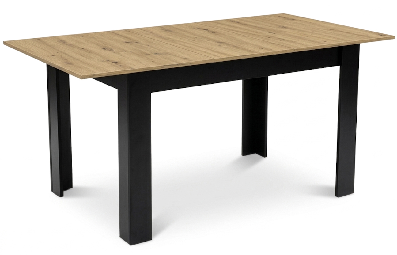 Ausziehtisch NP 120-160x80 Artisan mit schwarzen Beinen