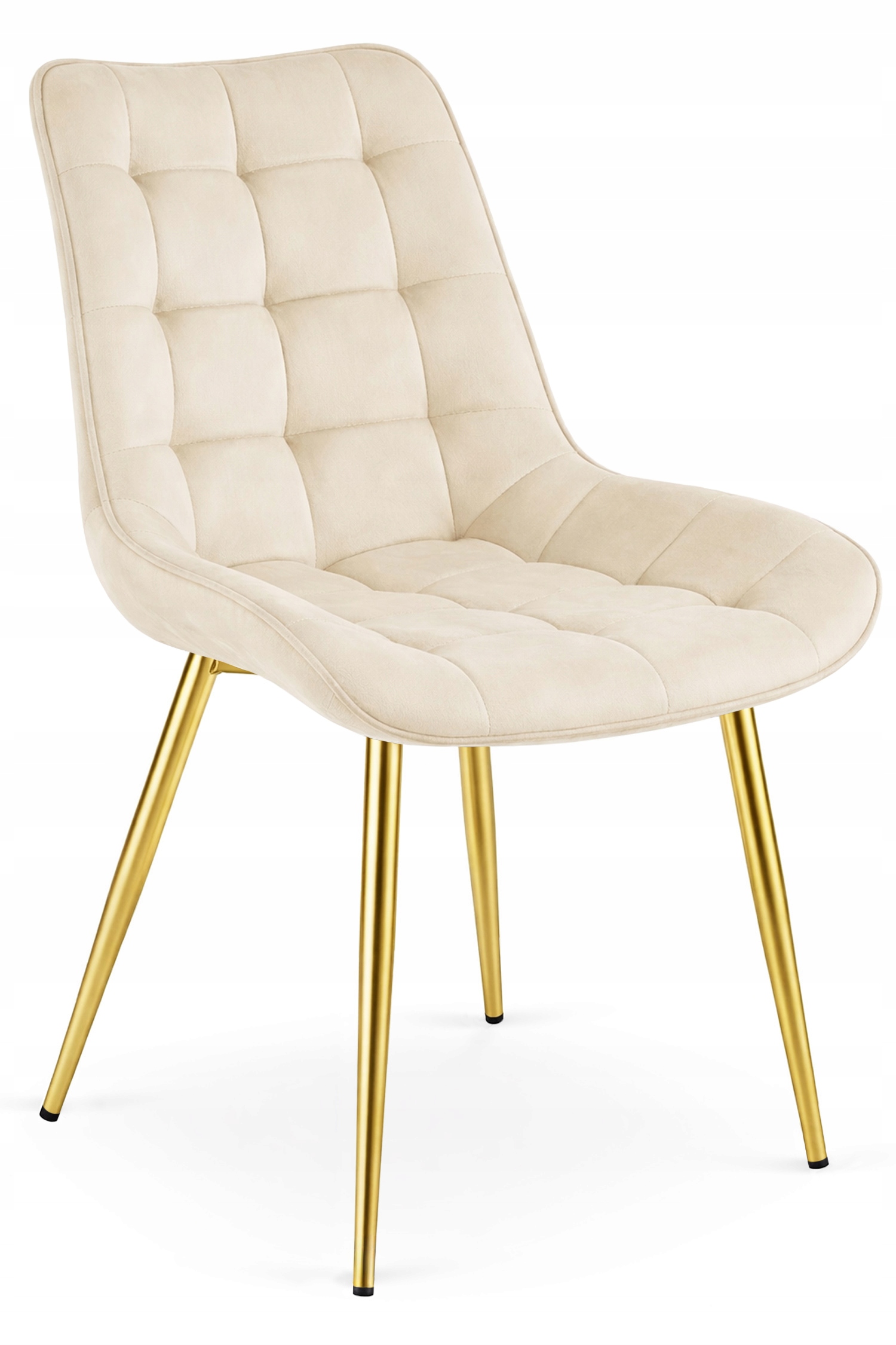 4er-Set Stuhl BERA Samt hellbeige goldene Beine