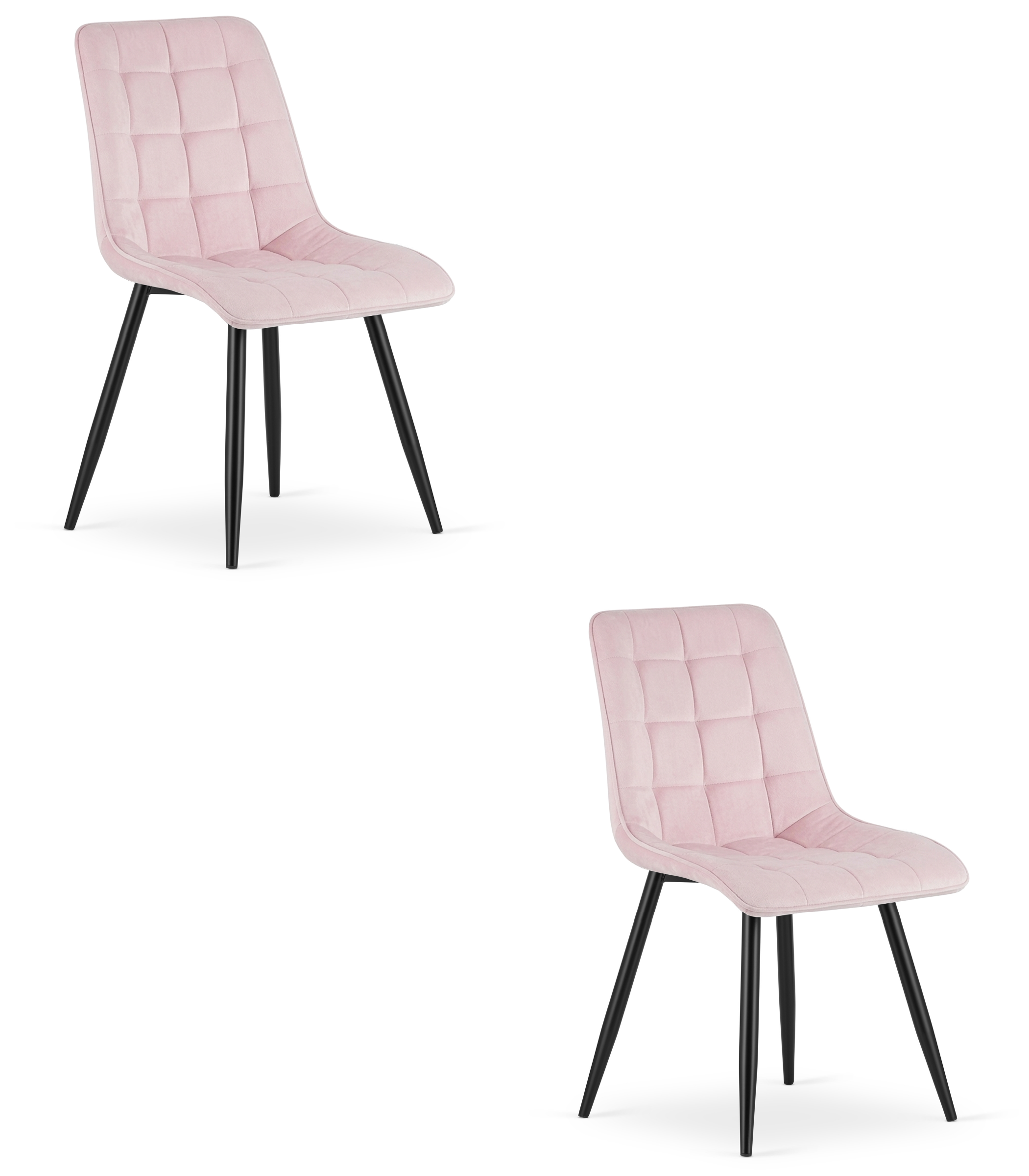 Stuhl SPLIT OSKAR 2er-Set in Hellrosa mit schwarzen Beinen