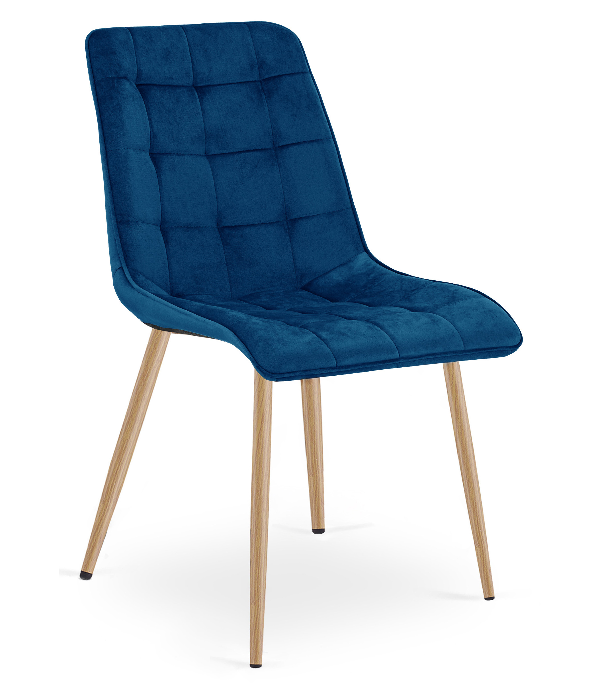 4er-Set Stuhl SPLIT in Navy-Samt mit Eichenbeinen