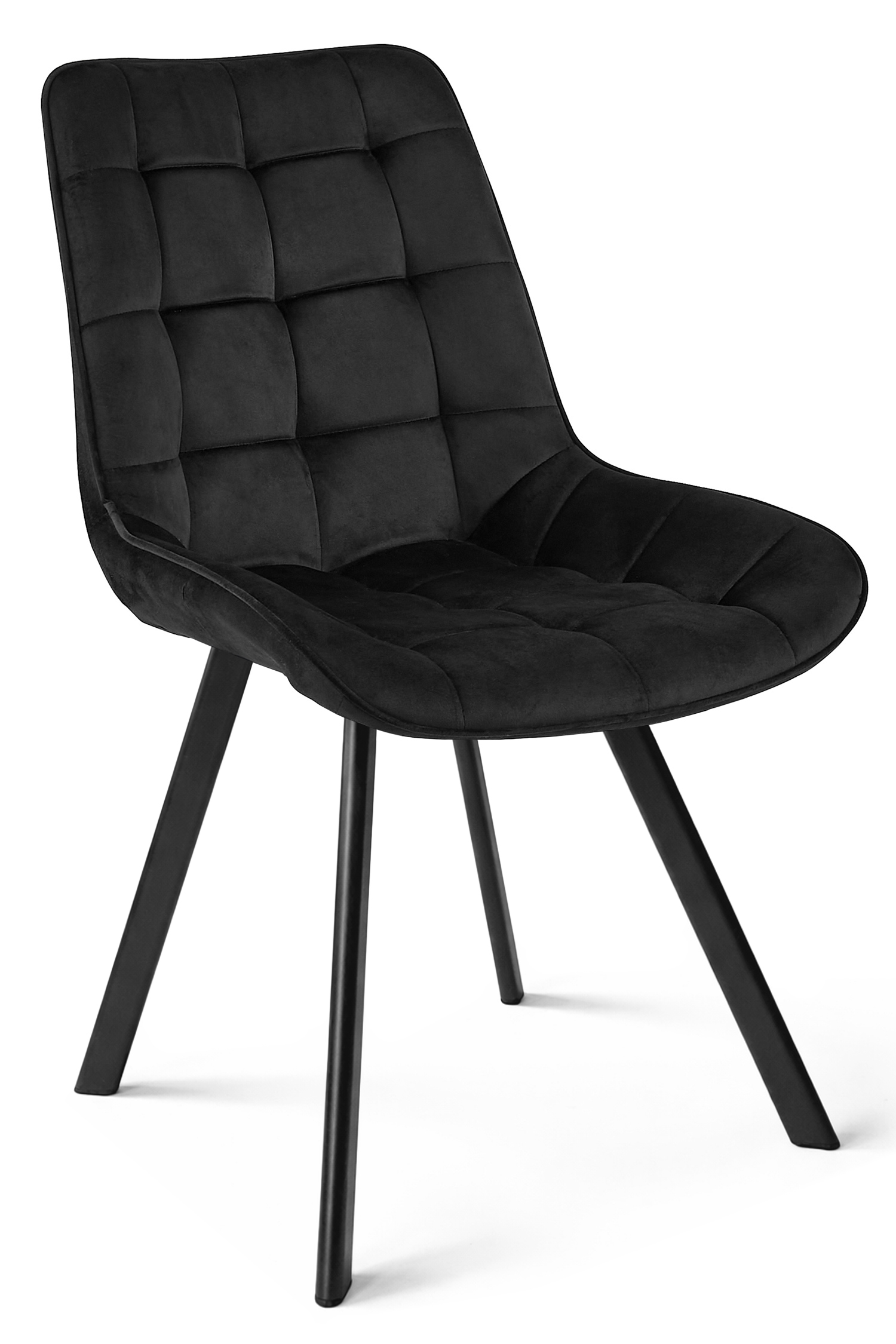 3er-Set Stuhl SORIA Samt schwarz mit schwarzen Beinen
