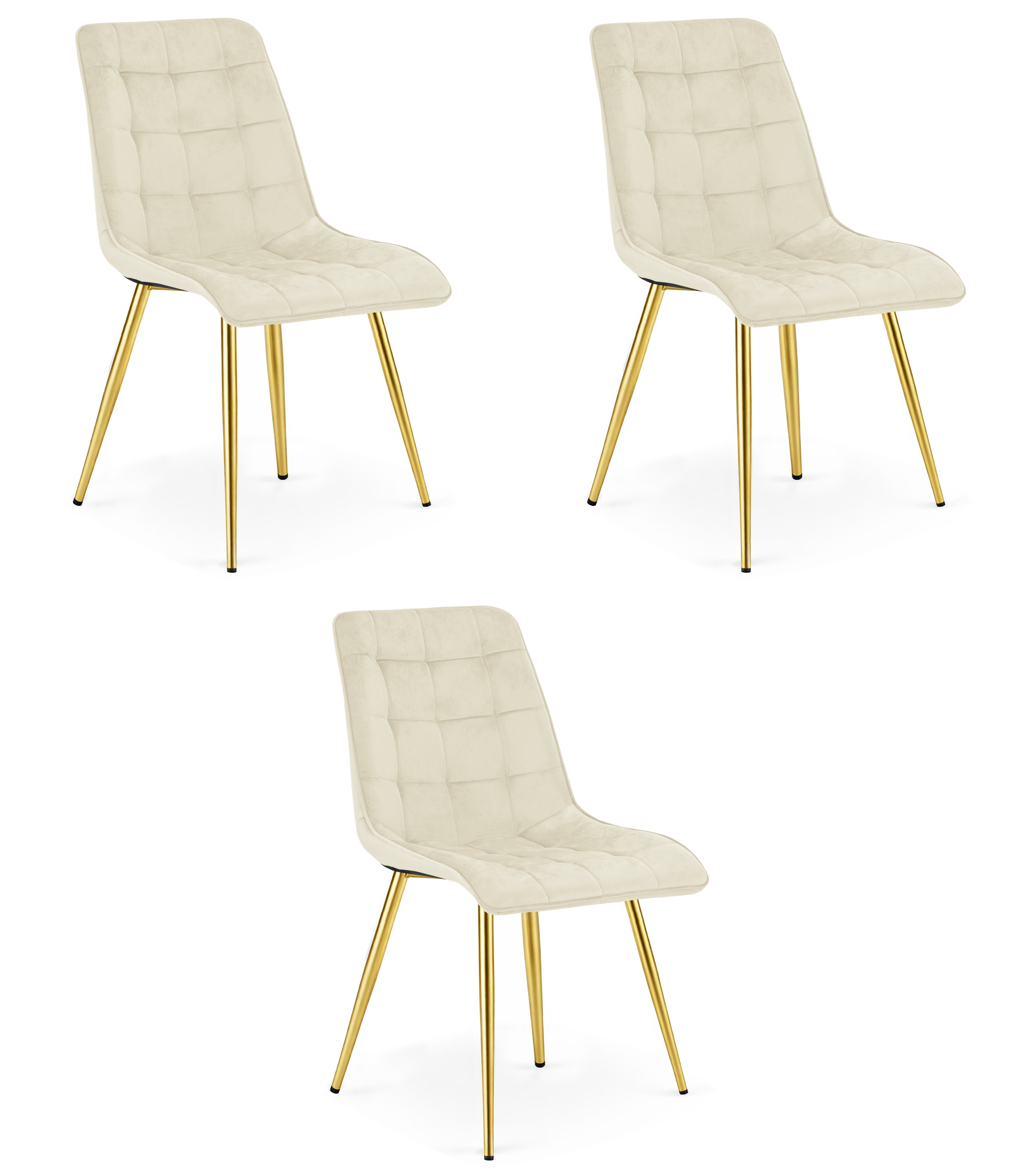 Stuhl SPLIT hellbeige mit goldenen Beinen, 3er-Set