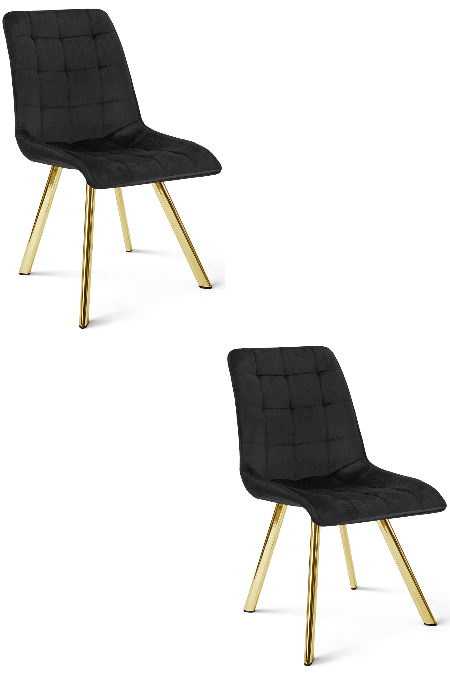 2er-Set Stuhl CIEZA in Schwarz mit goldenen Beinen