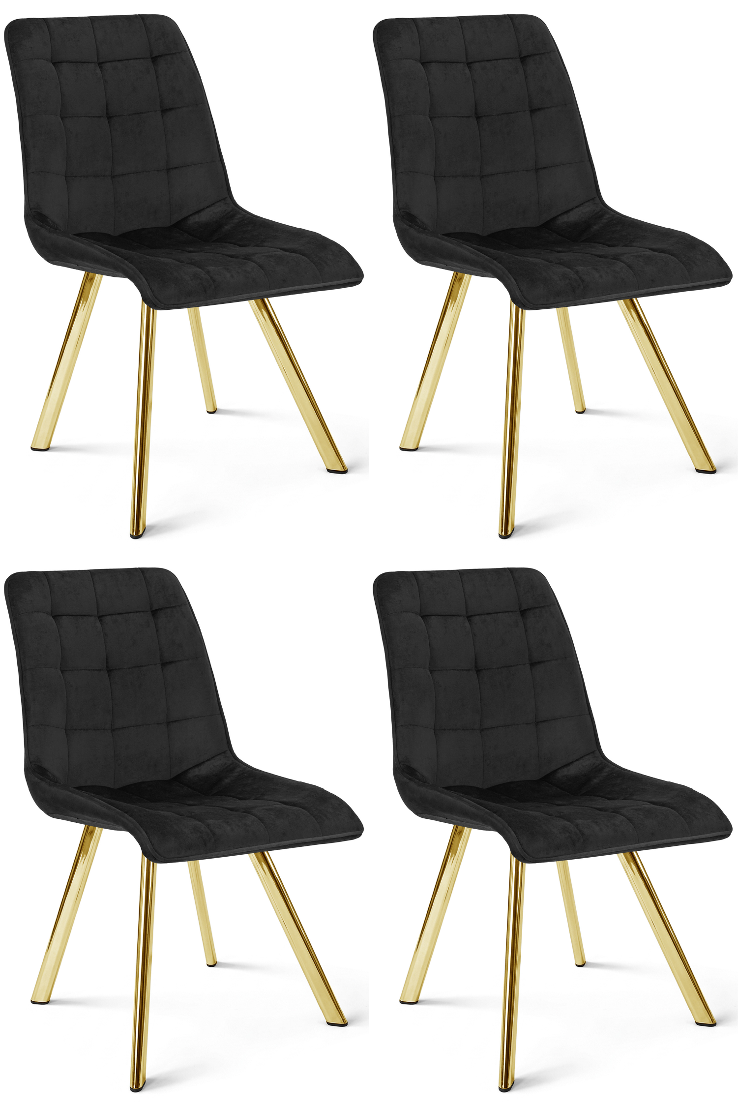 4er-Set Stuhl CIEZA in Schwarz mit goldenen Beinen