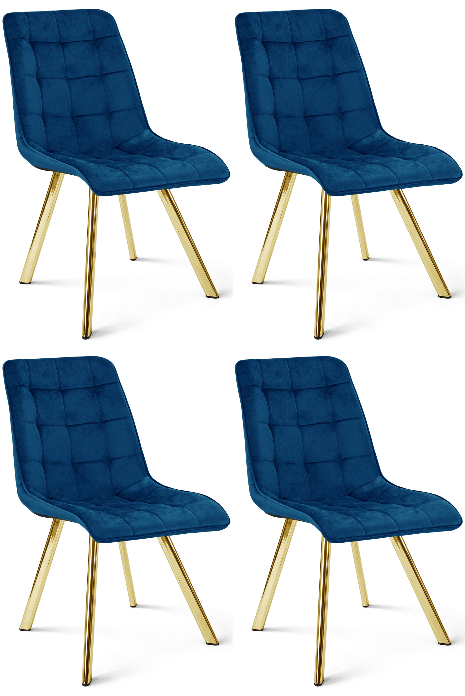 4er-Set Stuhl CIEZA in Navy-Samt mit goldenen Beinen