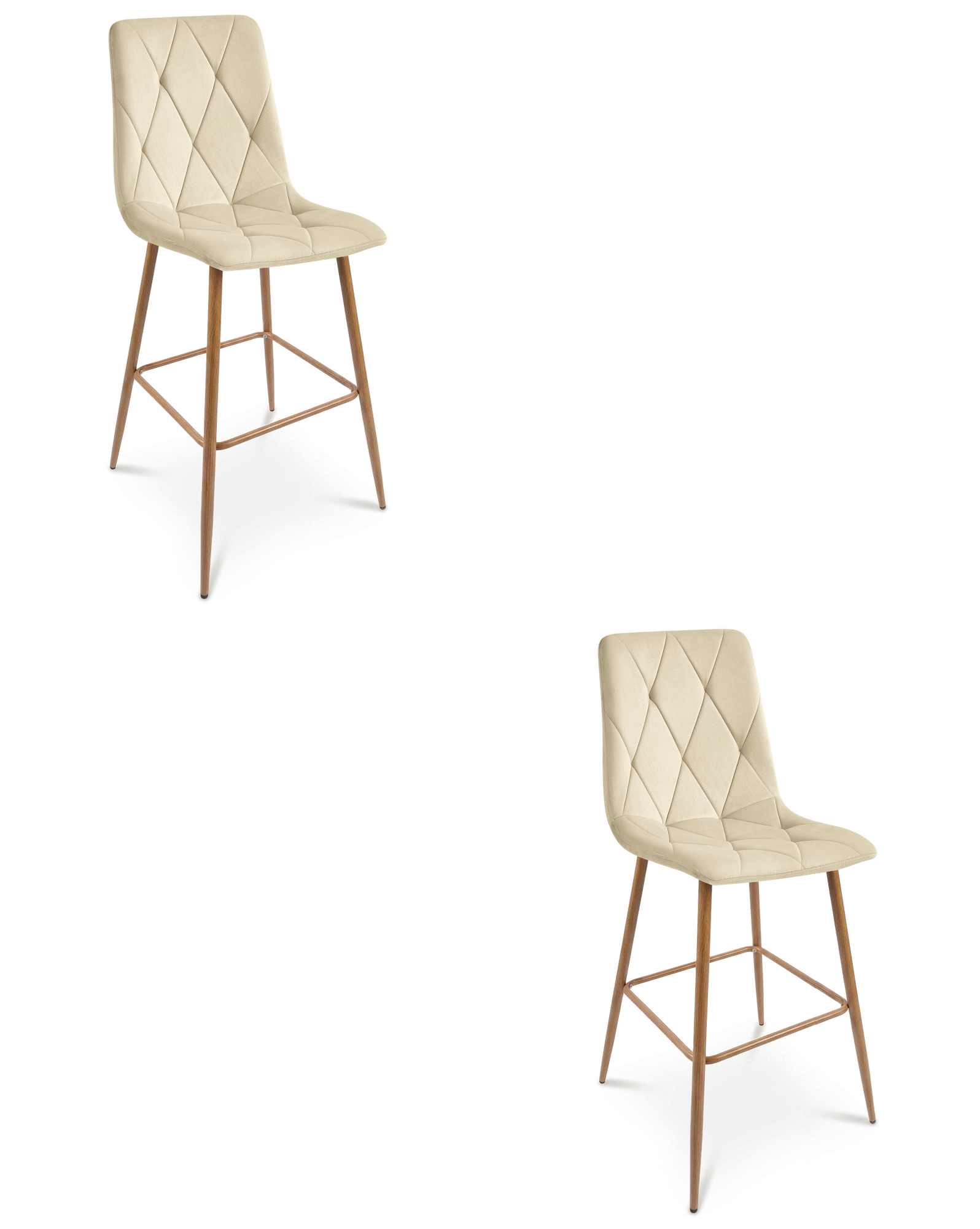 Barhocker LIBRA 2er-Set in hellbeigem Samt