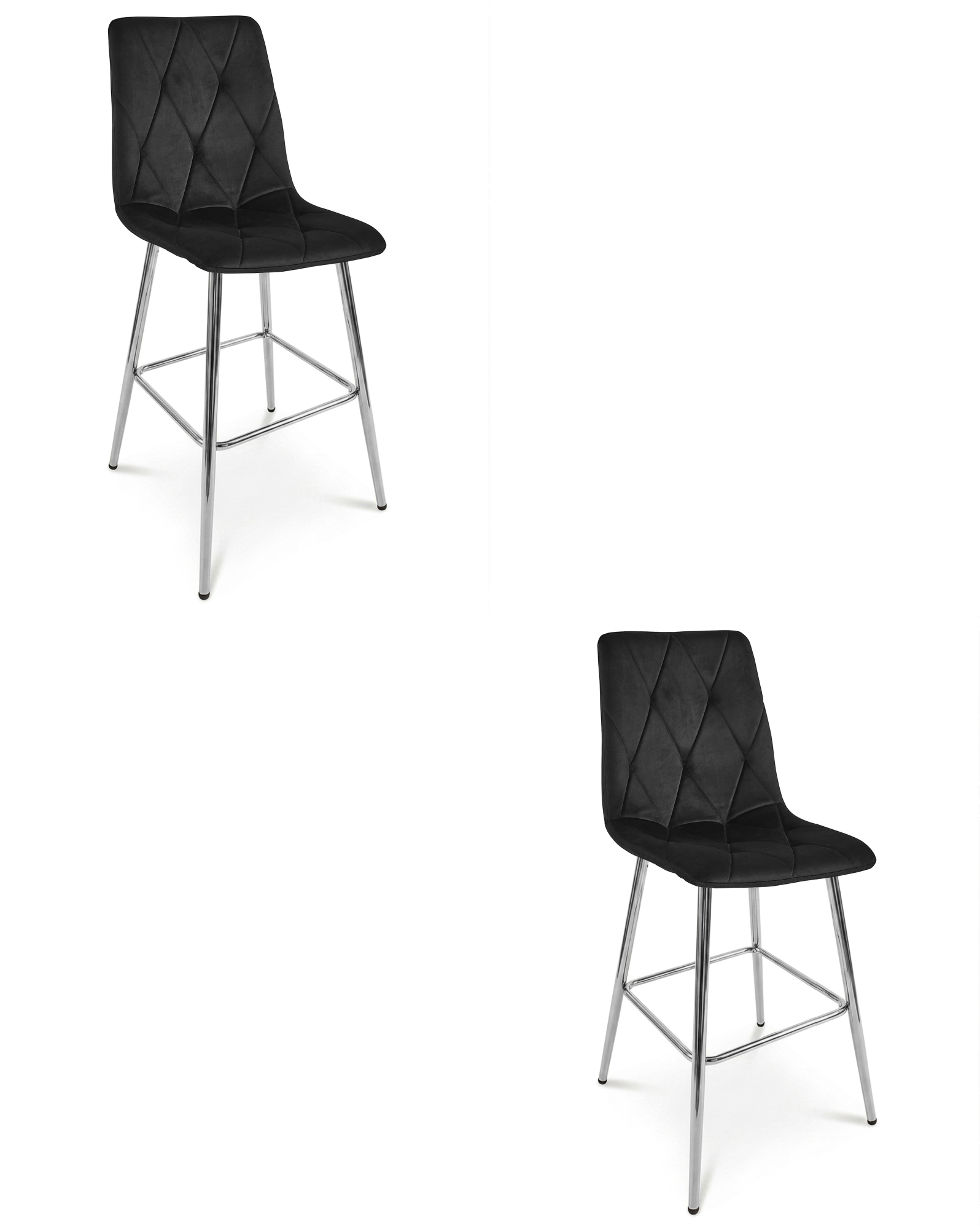 Barhocker LIBRA 2er-Set in Schwarz mit Chrombeinen