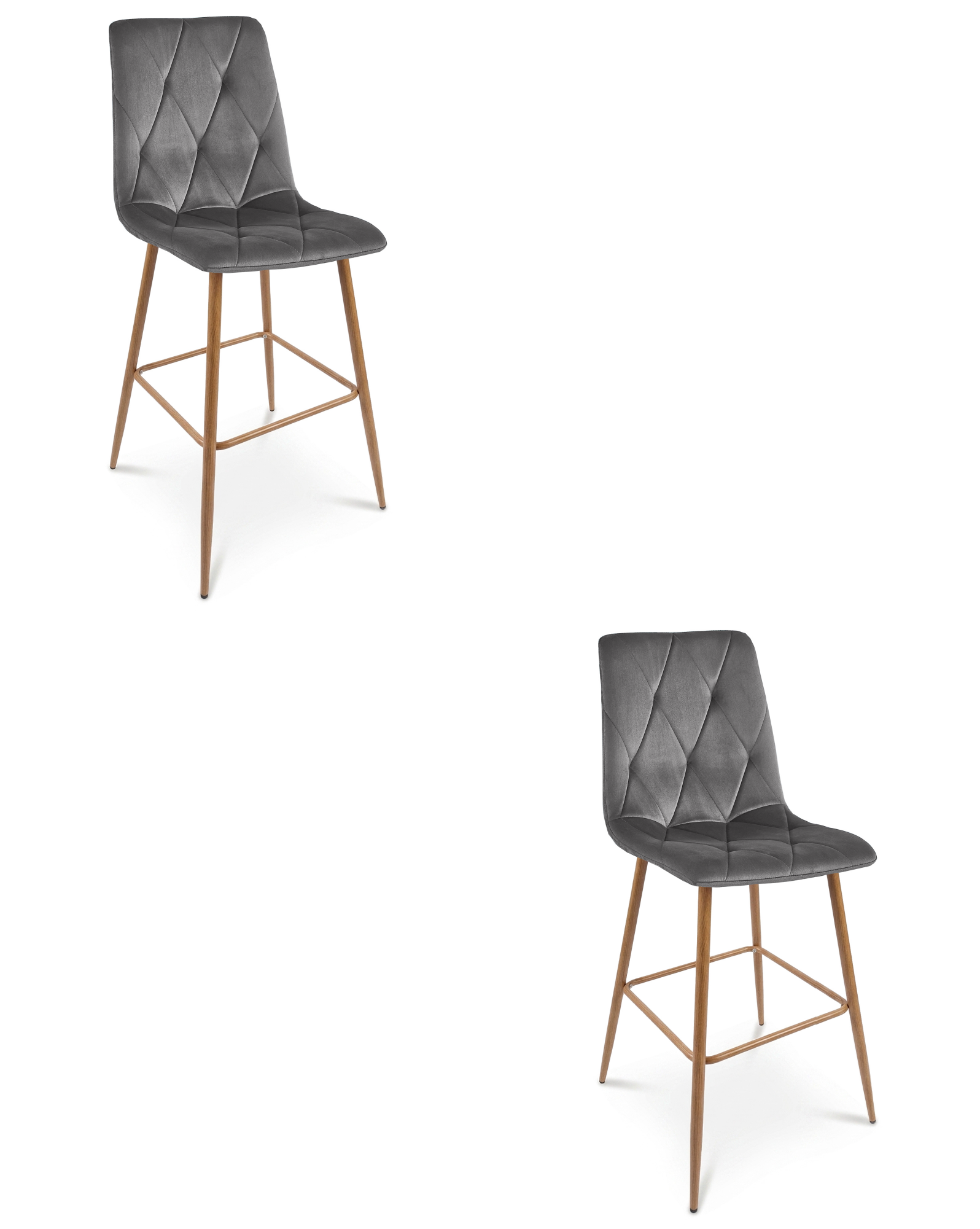 Barhocker LIBRA 2er-Set in dunkelgrauem Samt